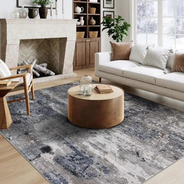 5x7 Area Rugs - Machine Washable Area Rugs 5x7 for Living Room, Soft Washable Rugs 5x7, Non-Slip Washable Area Rug, Stain Resistant Abstract Low Pile Thin washable rug 5x7