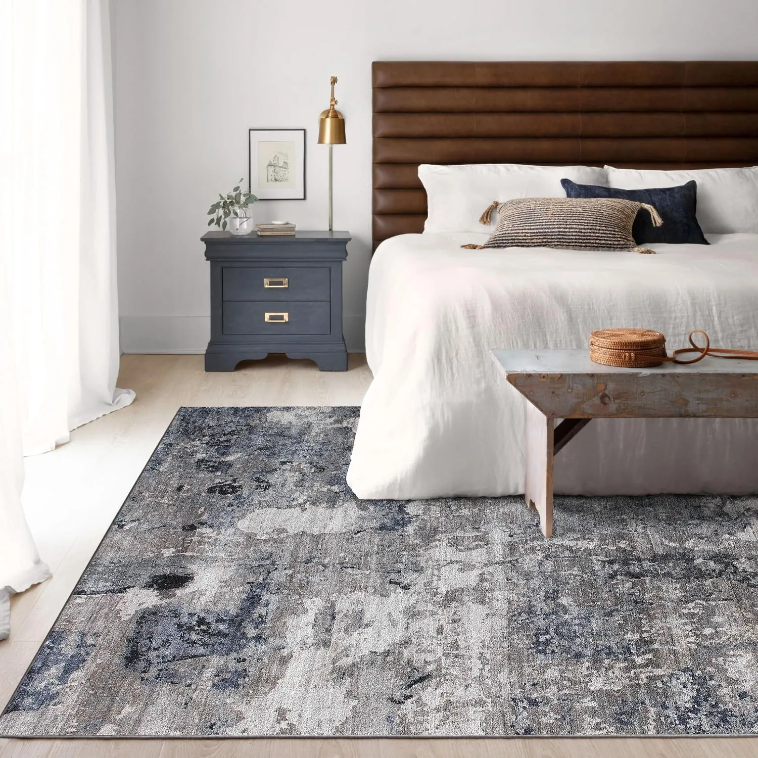 5x7 Area Rugs - Machine Washable Area Rugs 5x7 for Living Room, Soft Washable Rugs 5x7, Non-Slip Washable Area Rug, Stain Resistant Abstract Low Pile Thin washable rug 5x7 - Image 2