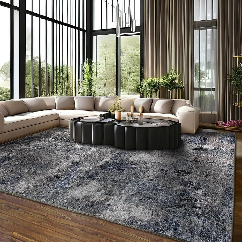 5x7 Area Rugs - Machine Washable Area Rugs 5x7 for Living Room, Soft Washable Rugs 5x7, Non-Slip Washable Area Rug, Stain Resistant Abstract Low Pile Thin washable rug 5x7 - Image 3