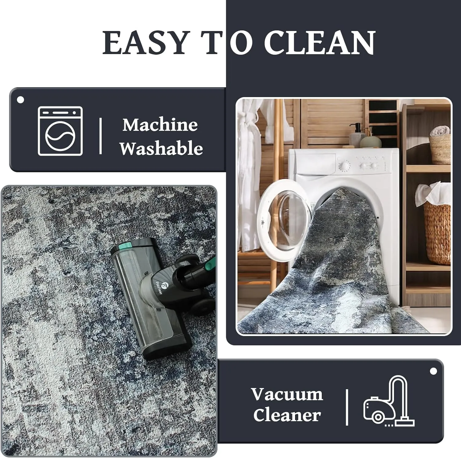 5x7 Area Rugs - Machine Washable Area Rugs 5x7 for Living Room, Soft Washable Rugs 5x7, Non-Slip Washable Area Rug, Stain Resistant Abstract Low Pile Thin washable rug 5x7 - Image 5
