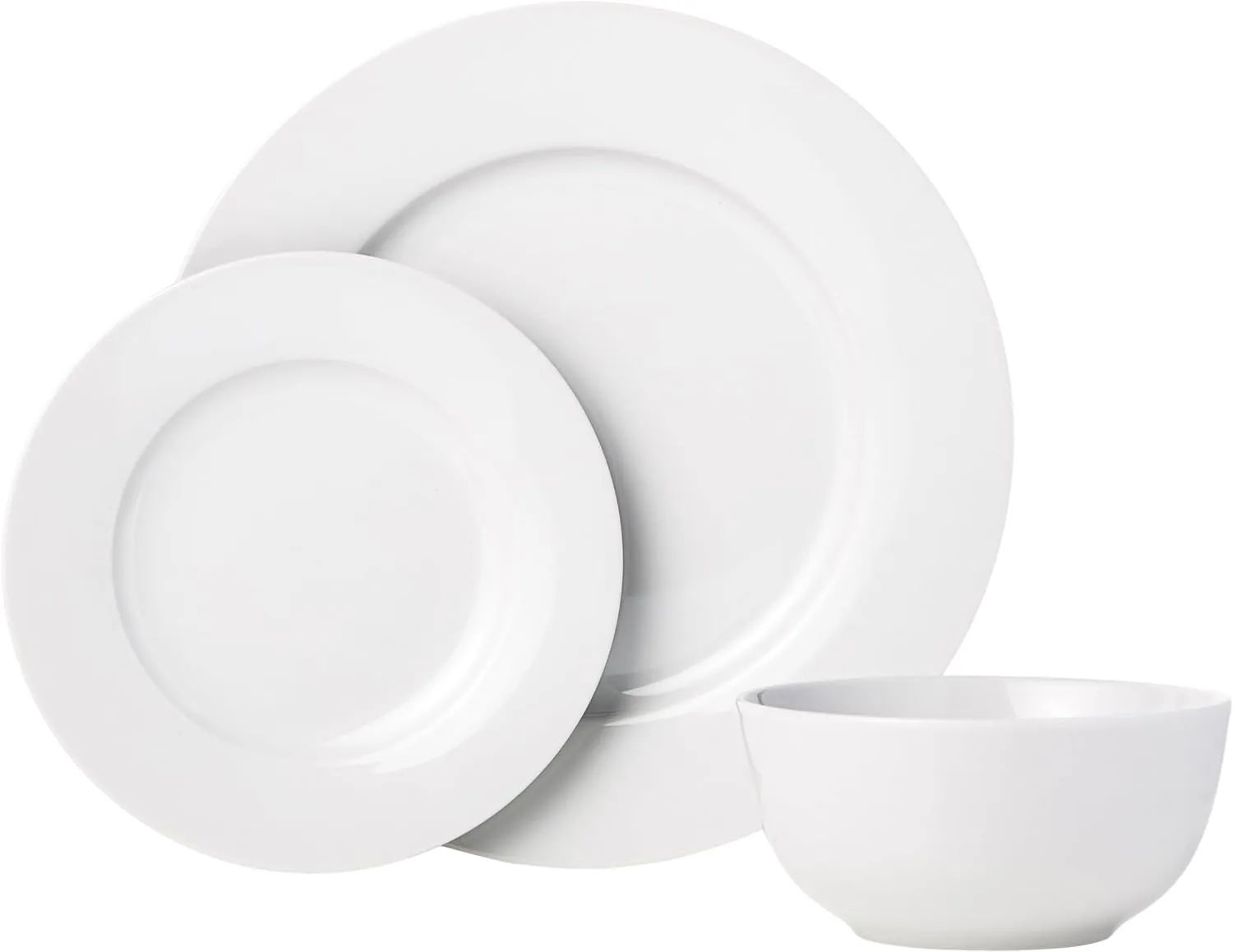 Amazon Basics 18-Piece Kitchen Dinnerware Set, Plates, Dishes, Bowls, Service for 6 - White - Image 2