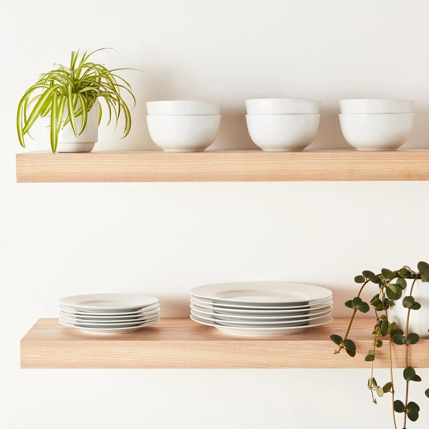 Amazon Basics 18-Piece Kitchen Dinnerware Set, Plates, Dishes, Bowls, Service for 6 - White - Image 3