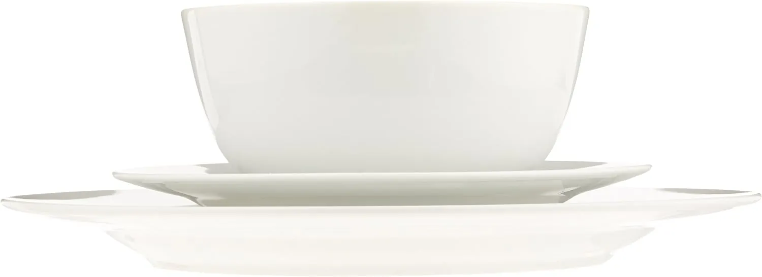 Amazon Basics 18-Piece Kitchen Dinnerware Set, Plates, Dishes, Bowls, Service for 6 - White - Image 6