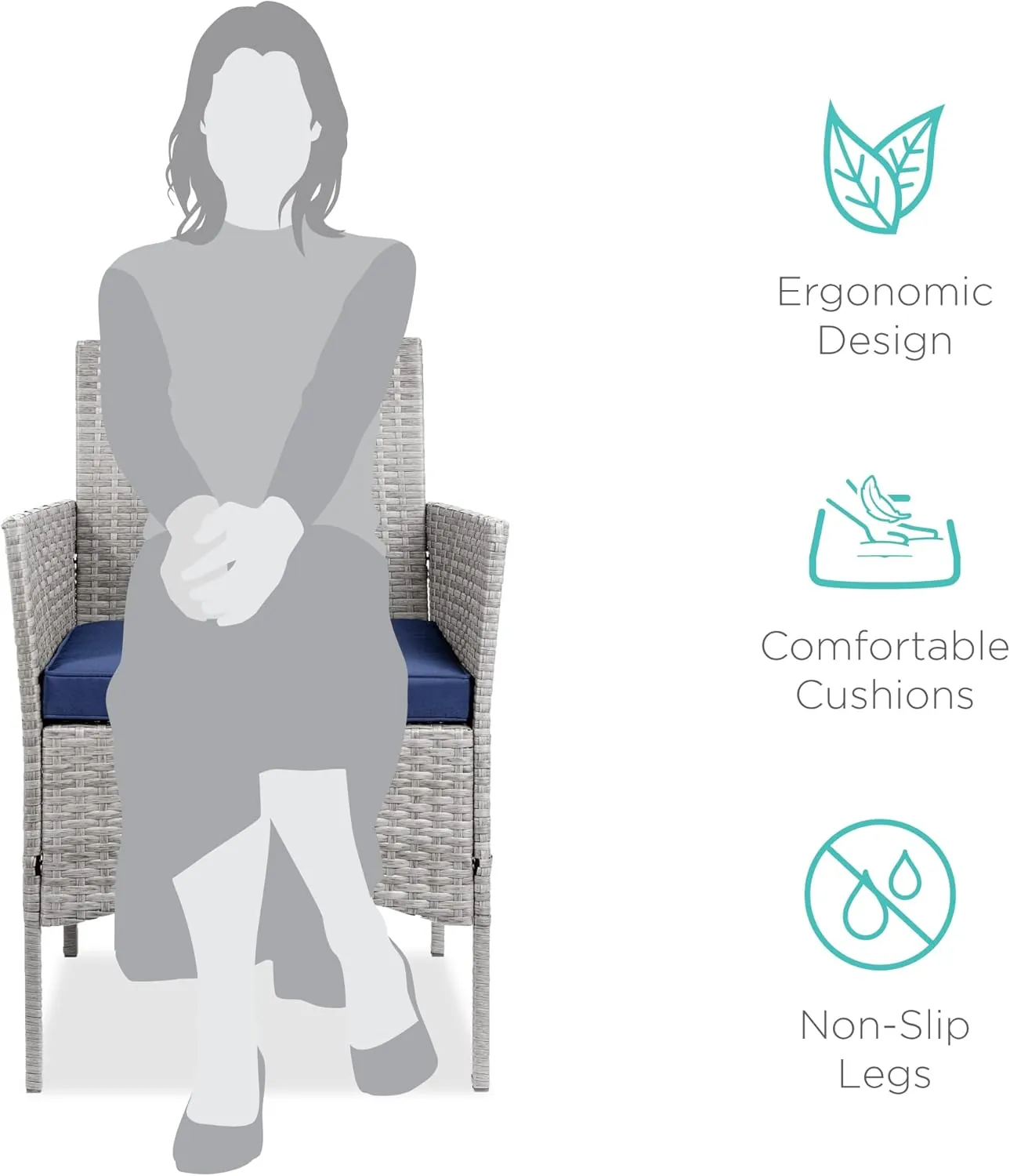 Best Choice Products Set of 2 Adjustable Steel Mesh Zero Gravity Lounge Chair Recliners w/Pillows and Cup Holder Trays, Gray - Image 2