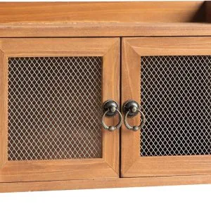 COLLECTIVE HOME - Storage Cabinet, Mini Countertop Cabinet, Wood Organizer for Kitchen Living Room Bedroom Bathroom Office with Magnetic Door, 14.5 x 6.5 x 10 (Brown)
