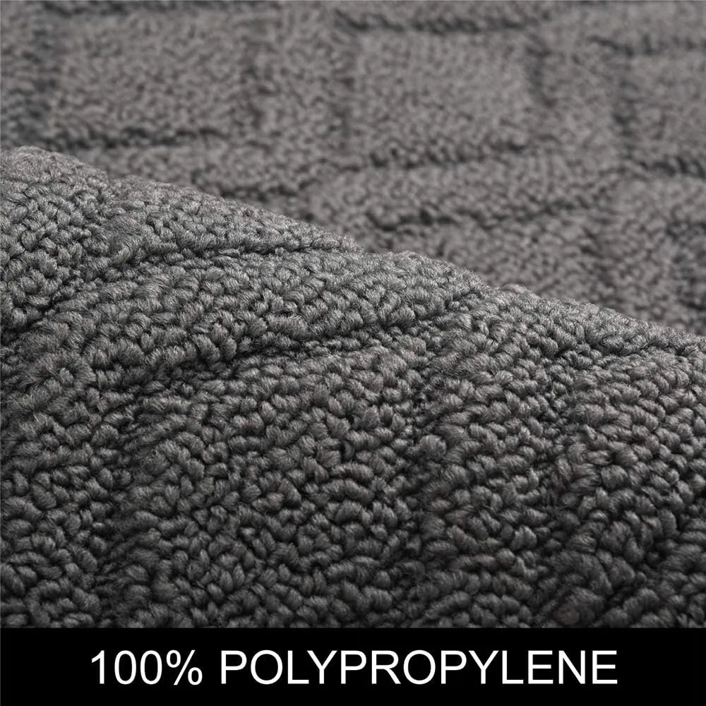 COSY HOMEER 48x20 Inch/30X20 Inch Kitchen Rug Mats Made of 100% Polypropylene 2 Pieces Soft Kitchen Mat Specialized in Anti Slippery and Machine Washable (Grey) - Image 2