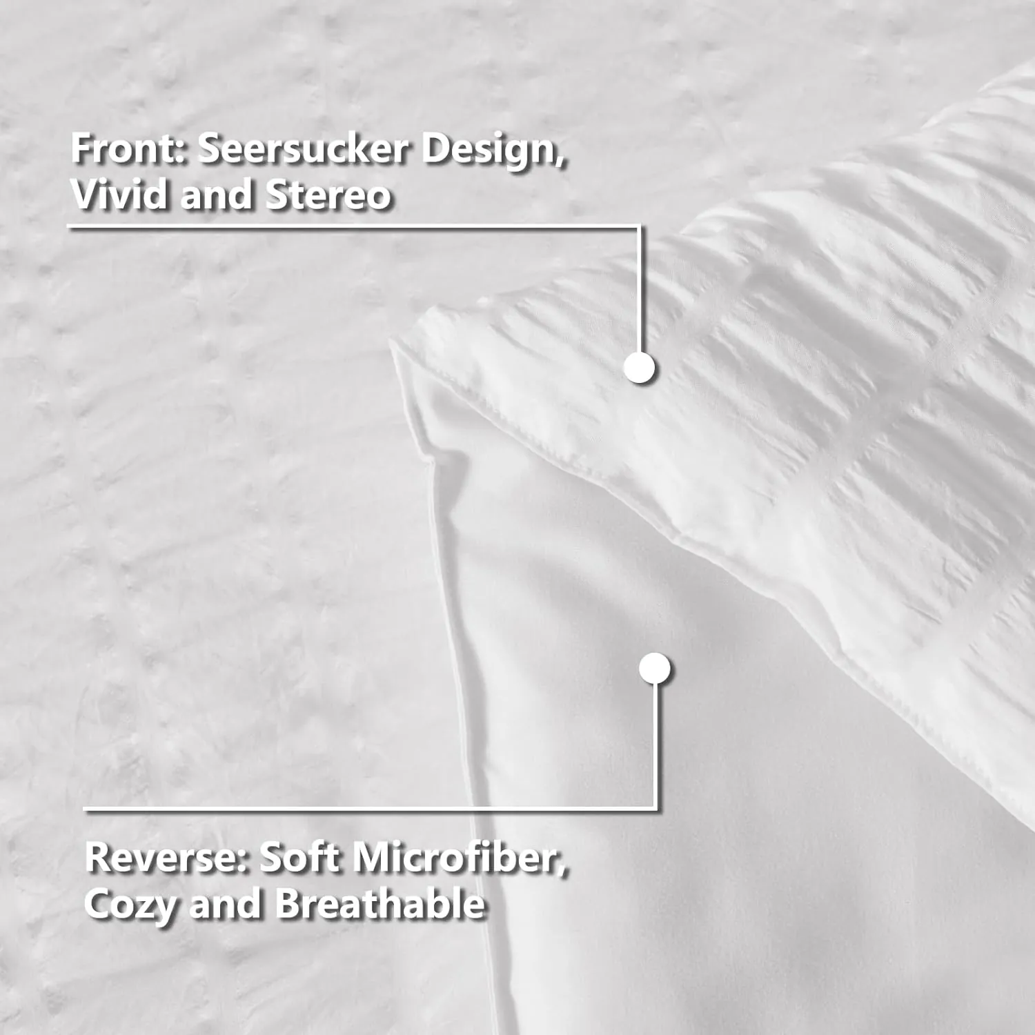 CozyLux King Comforter Set with Sheets White Seersucker Bed in a Bag 7-Pieces All Season Bedding Sets with Comforter, Pillow Sham, Flat Sheet, Fitted Sheet, Pillowcase - Image 8