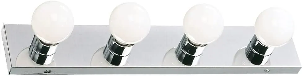 Design House 500892 4-Light Vanity Strip Light Contemporary Dimmable for Bathroom, Bedroom, Makeup Vanity, Polished Chrome