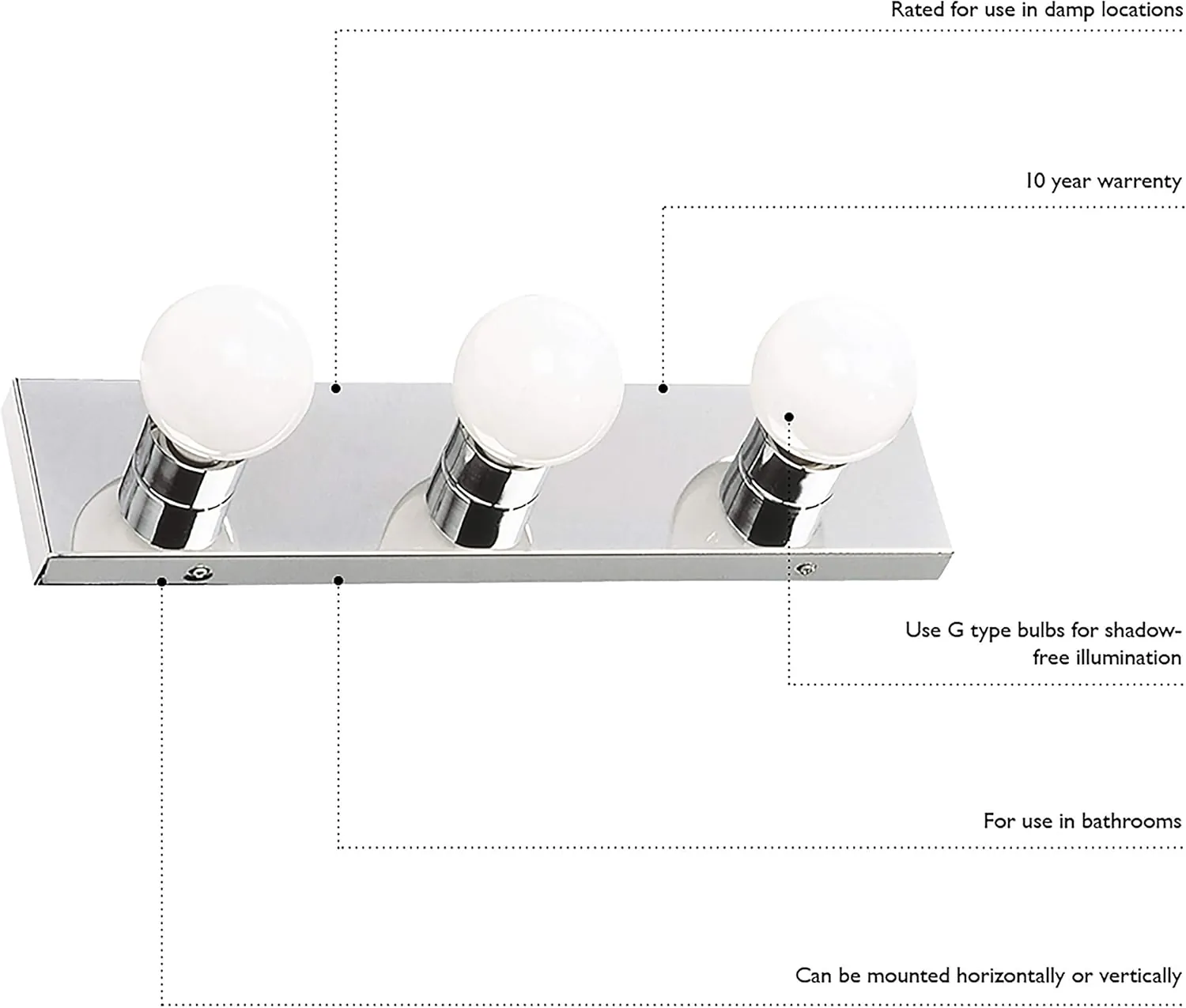 Design House 500892 4-Light Vanity Strip Light Contemporary Dimmable for Bathroom, Bedroom, Makeup Vanity, Polished Chrome - Image 14