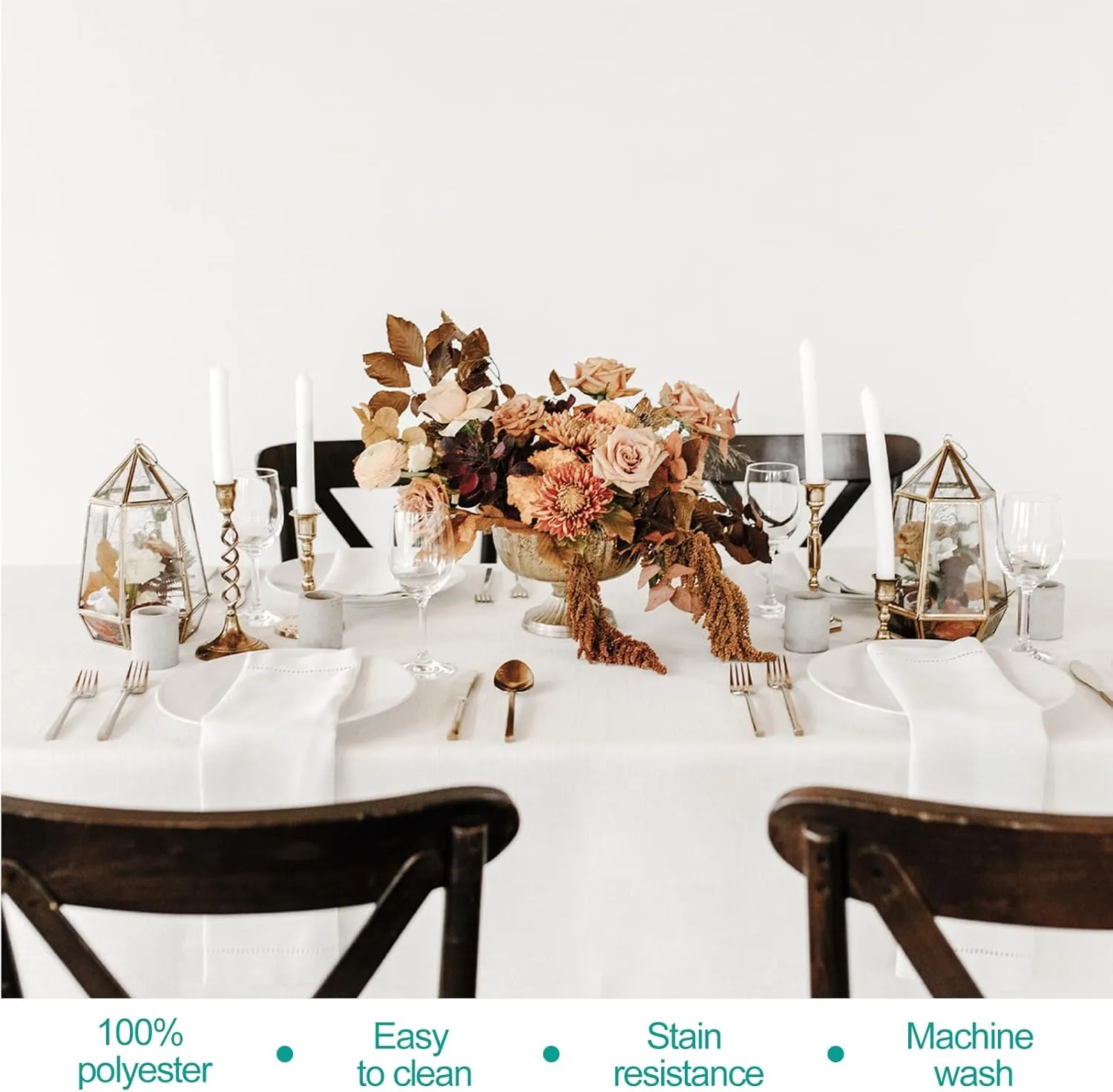 EMART 6 Pack Rectangle Table Cloth, 60 x 102 inch White 100% Polyester Thickened Fabric for Banquet Wedding Party Rectangular Tablecloths, Stain Resistant and Washable - Image 5