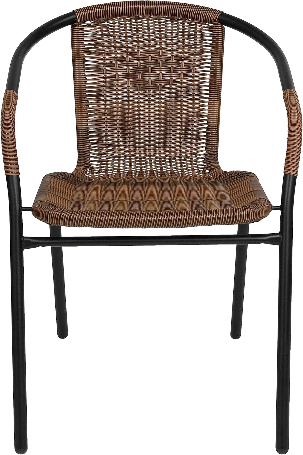 Flash Furniture Lila Modern Rattan Indoor/Outdoor Stackable Dining Chairs, Stacking Rattan Bistro Chairs for Patio or Restaurant, Set of 4, Brown - Image 11