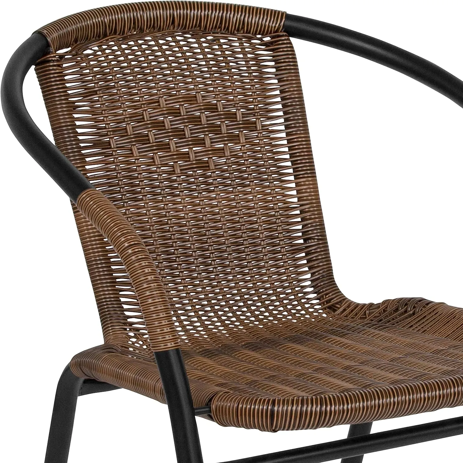 Flash Furniture Lila Modern Rattan Indoor/Outdoor Stackable Dining Chairs, Stacking Rattan Bistro Chairs for Patio or Restaurant, Set of 4, Brown - Image 12