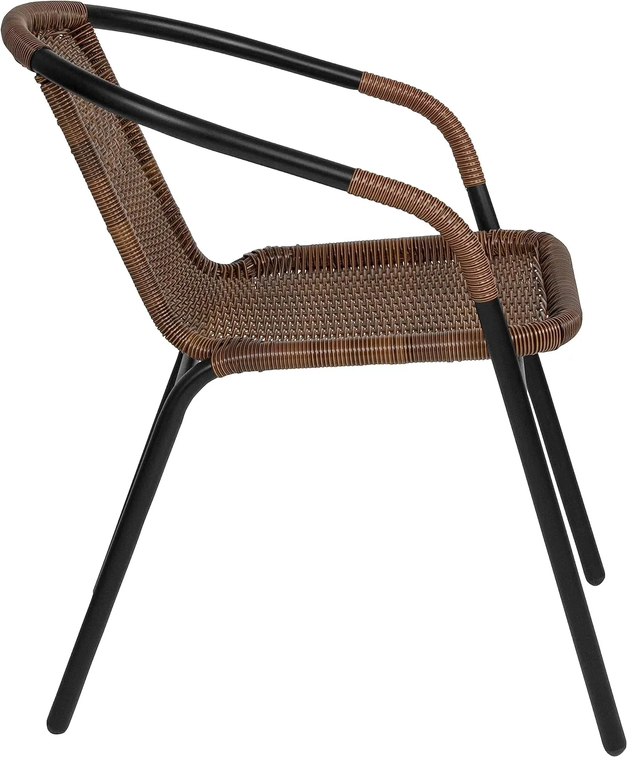 Flash Furniture Lila Modern Rattan Indoor/Outdoor Stackable Dining Chairs, Stacking Rattan Bistro Chairs for Patio or Restaurant, Set of 4, Brown - Image 9