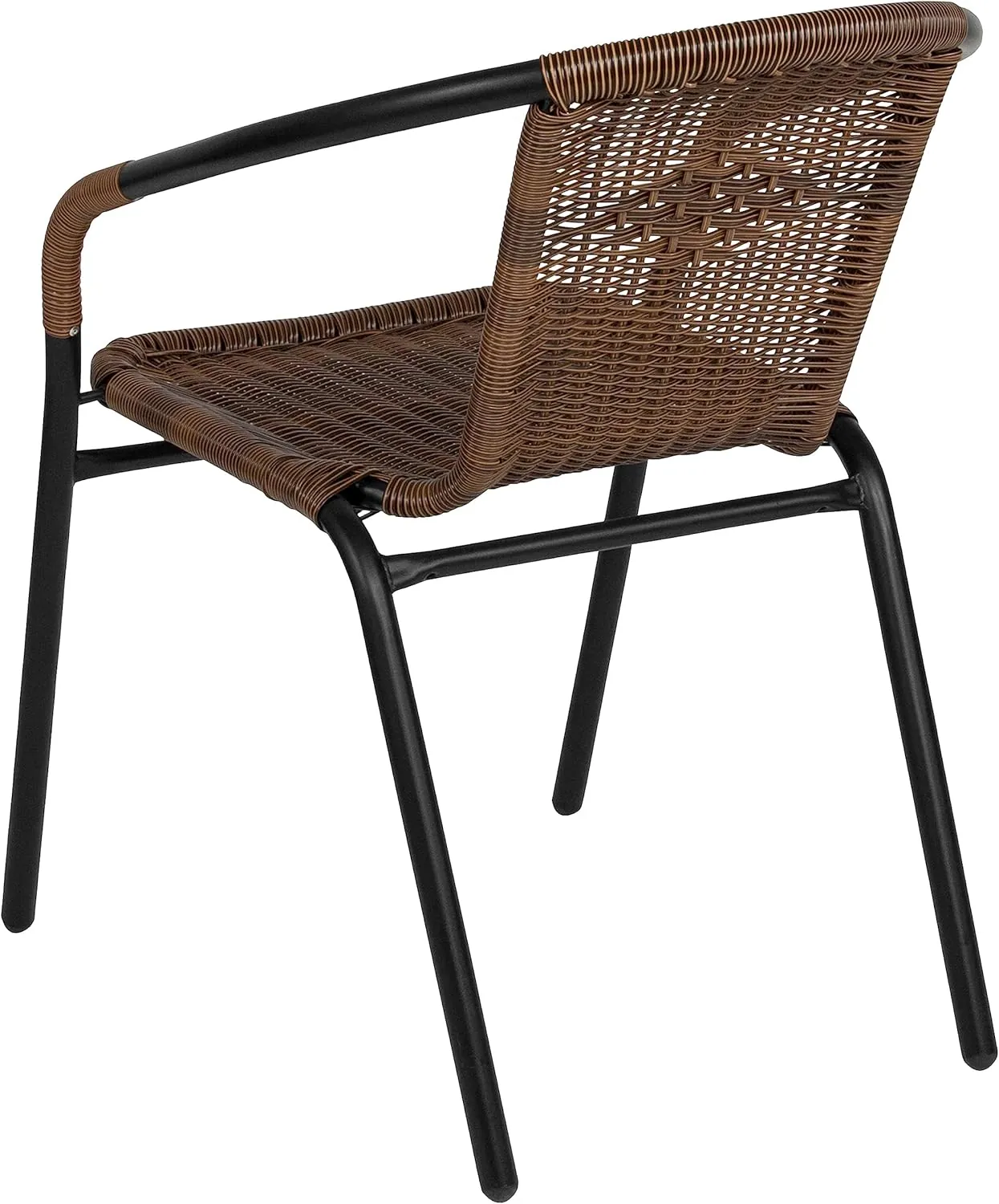 Flash Furniture Lila Modern Rattan Indoor/Outdoor Stackable Dining Chairs, Stacking Rattan Bistro Chairs for Patio or Restaurant, Set of 4, Brown - Image 10