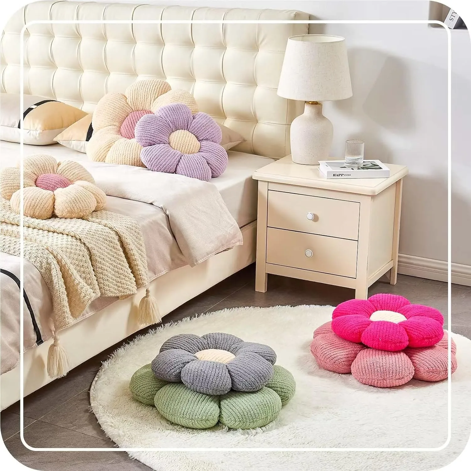 Flower Throw Pillow, Soft Sage Green 14.9" Flower Pillow for Home Decor, Cute Flower Shaped Floor Pillow Aesthetic Flower Plush Decorative Pillows for Bed Sofa Couch - Image 6