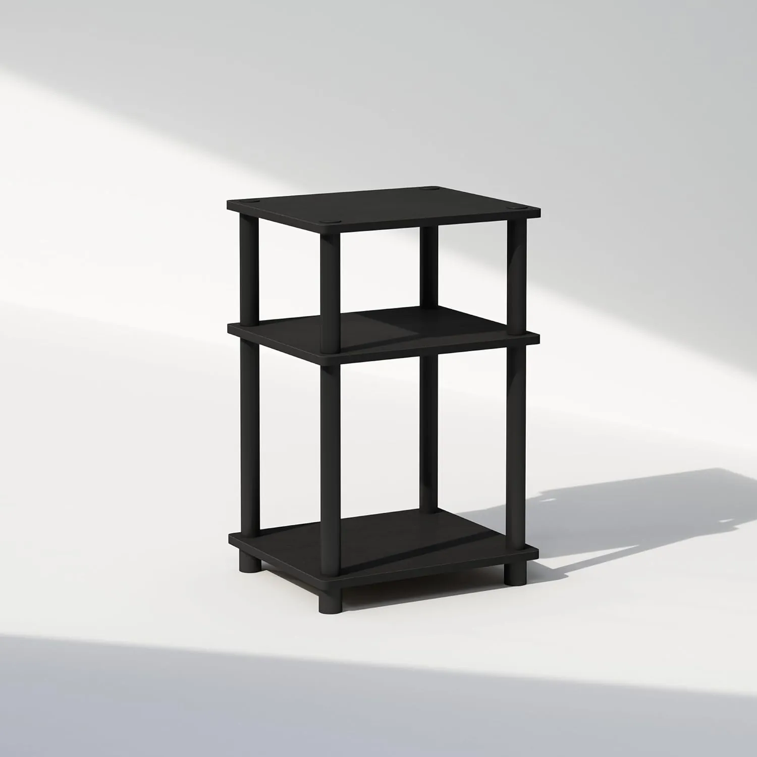 Furinno Just 3-Tier Turn-N-Tube Open Storage Nightstand, 1-Pack, Plastic Poles, Americano/Black - Image 5