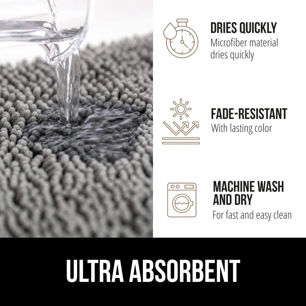 Gorilla Grip Bath Rug Mat 24x17, Thick Soft Absorbent Chenille, Rubber Backing Quick Dry Microfiber Mats, Machine Washable Rugs for Shower Floor, Bathroom Runner Bathmat Accessories Decor, Grey - Image 4