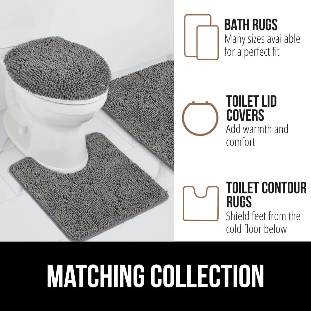 Gorilla Grip Bath Rug Mat 24x17, Thick Soft Absorbent Chenille, Rubber Backing Quick Dry Microfiber Mats, Machine Washable Rugs for Shower Floor, Bathroom Runner Bathmat Accessories Decor, Grey - Image 8