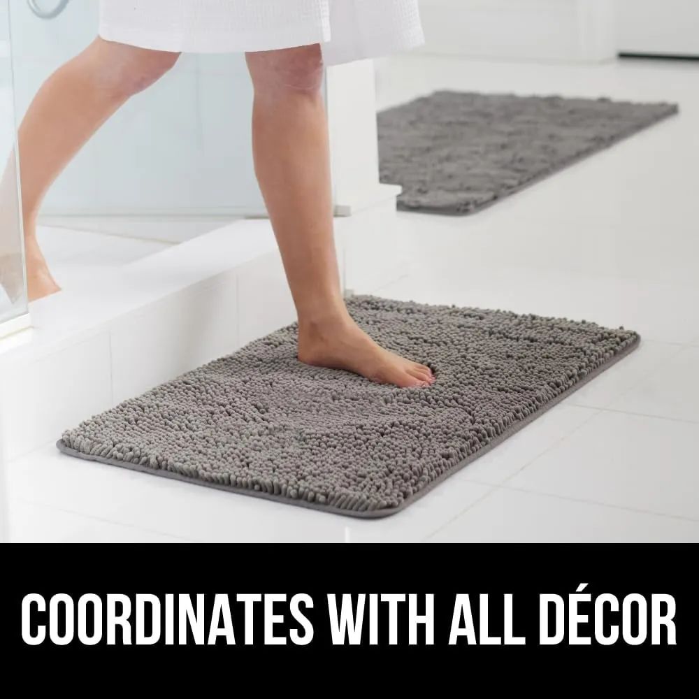 Gorilla Grip Bath Rug Mat 24x17, Thick Soft Absorbent Chenille, Rubber Backing Quick Dry Microfiber Mats, Machine Washable Rugs for Shower Floor, Bathroom Runner Bathmat Accessories Decor, Grey - Image 9