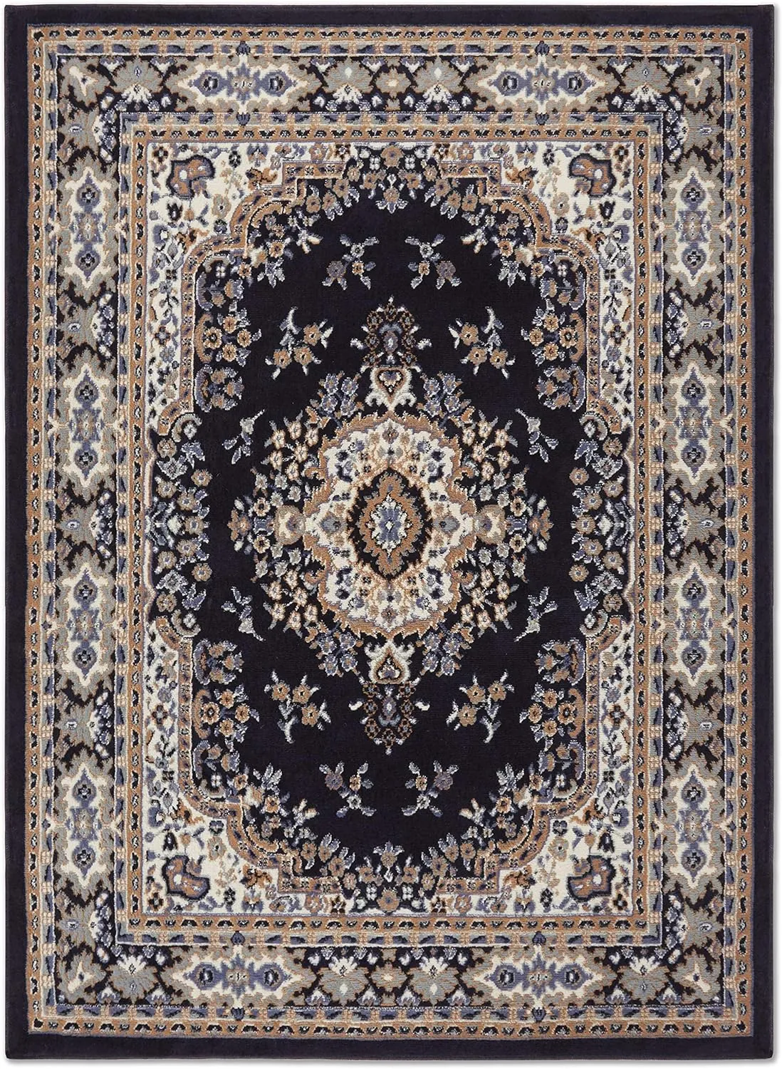 Home Dynamix Premium Sakarya Traditional Medallion Border Area Rug, Navy Blue/Brown, 7'8"x10'7" Rectangle - Image 2