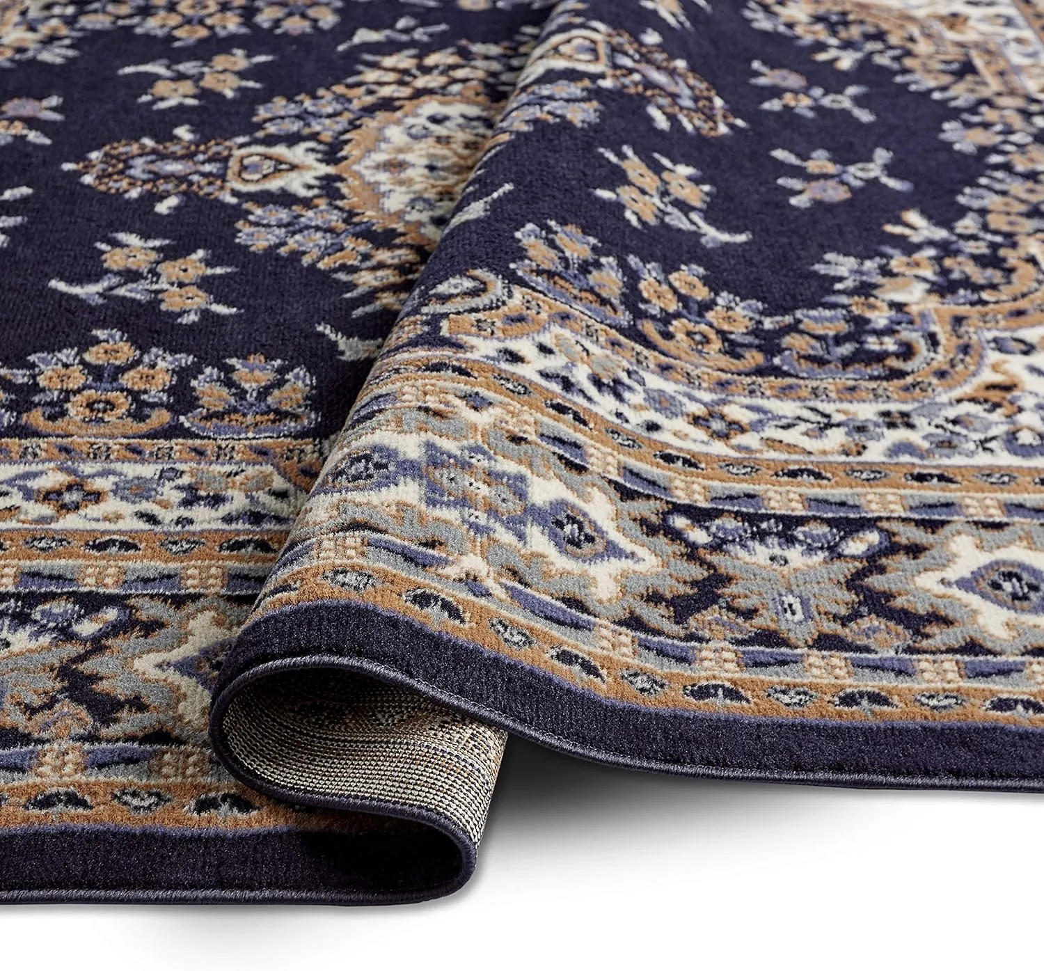 Home Dynamix Premium Sakarya Traditional Medallion Border Area Rug, Navy Blue/Brown, 7'8"x10'7" Rectangle - Image 3