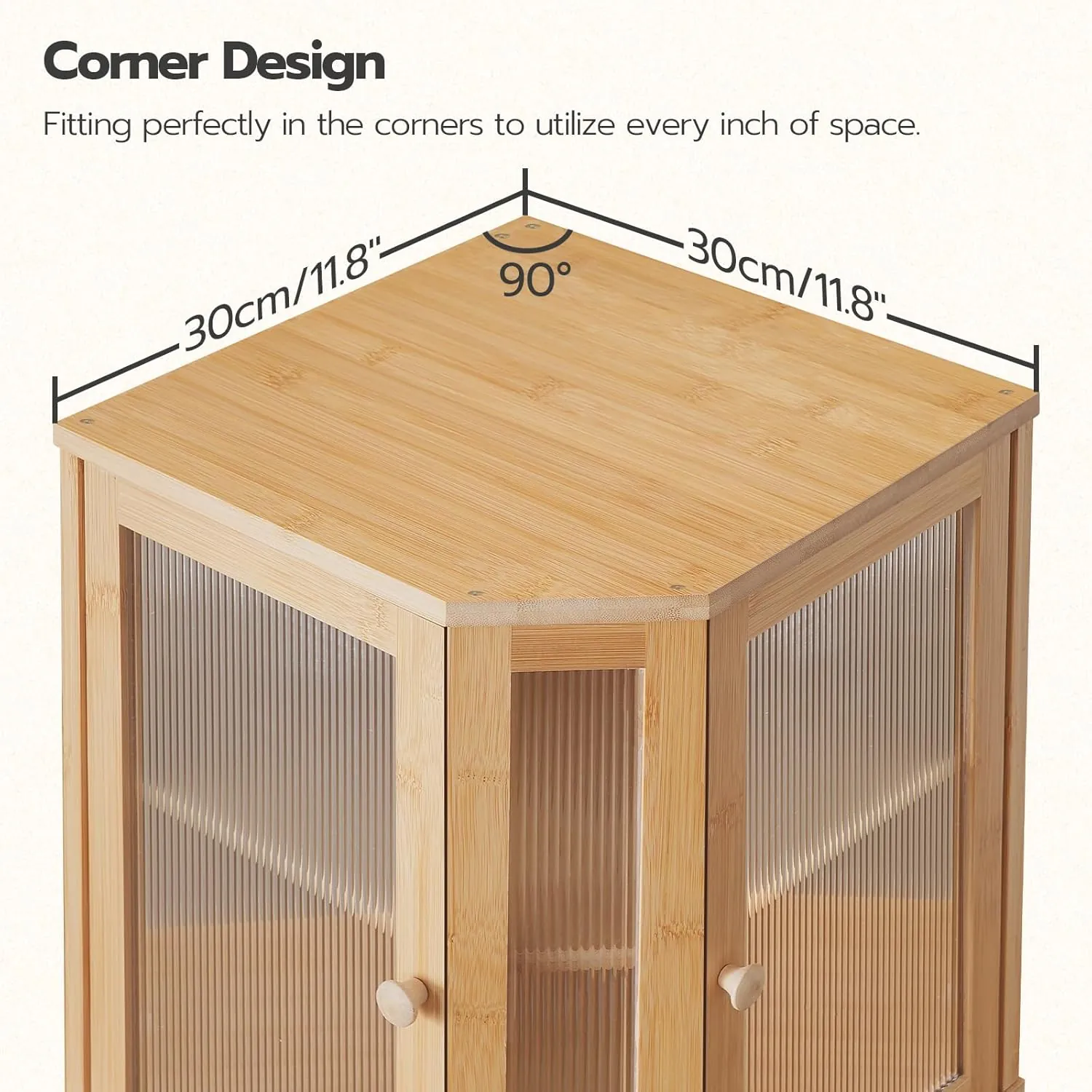 HOOBRO Bamboo Bread Box, Kitchen Countertop Corner Bread Box, Large Capacity 2-Tier Bread Box, Bread Storage Container with Dual Rippled Acrylic Doors, for Kitchen Food Storage, Natural YL12MB01 - Image 8