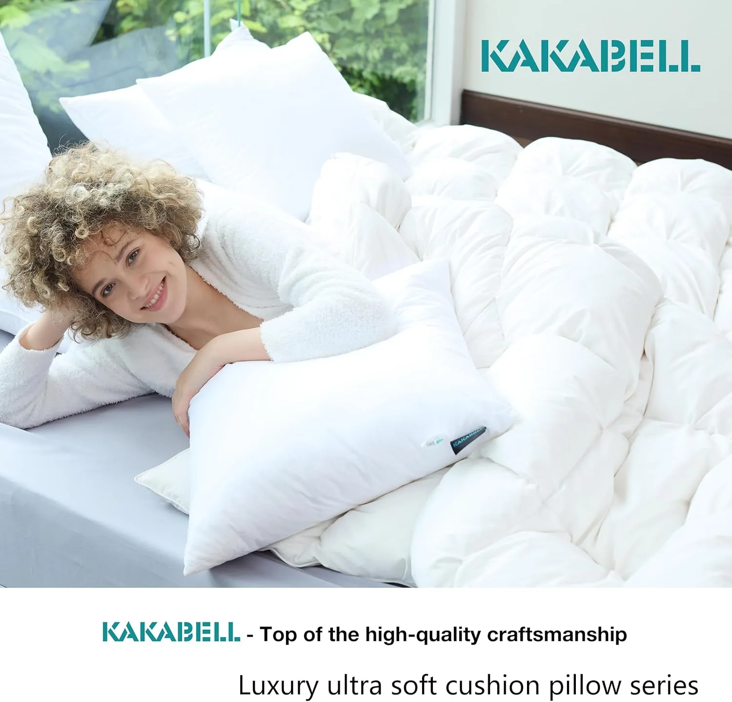 KAKABELL 18x18 Pillows Insert,Throw Pillows Insert (Pack of 2, White), 100% Cotton Cover, Down Alternative Bed and Couch Pillows, Luxury Soft and Cozy Indoor and Outdoor Decorative Pillows - Image 6