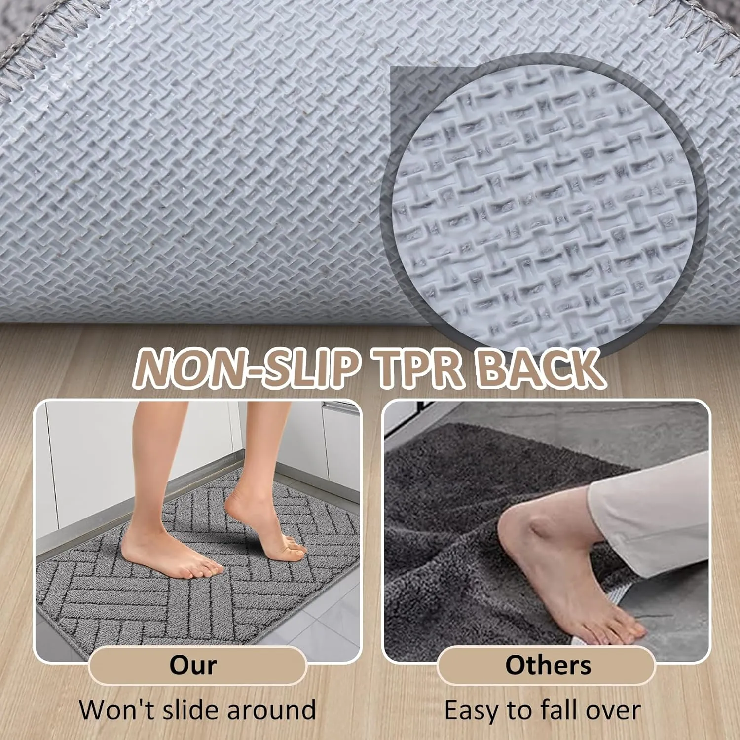 Kitchen Rugs Non Slip Kitchen Mats for Floor Kitchen Runner Rug, 20"x31.5"Grey Absorbent Resist Dirt Comfort Standing Mat for Entryway,Hallway, Front of Sink, Machine Washable - Image 3