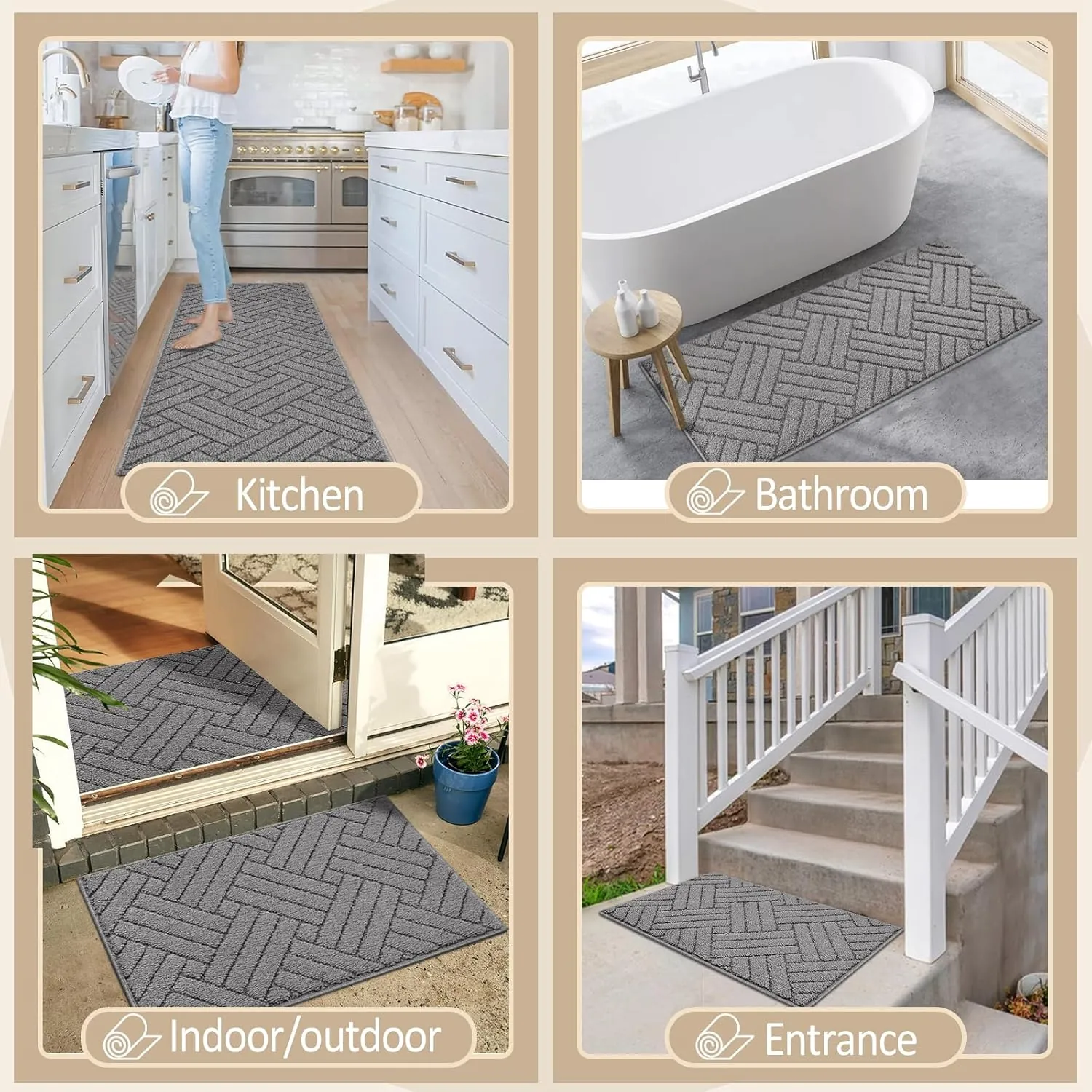 Kitchen Rugs Non Slip Kitchen Mats for Floor Kitchen Runner Rug, 20"x31.5"Grey Absorbent Resist Dirt Comfort Standing Mat for Entryway,Hallway, Front of Sink, Machine Washable - Image 7