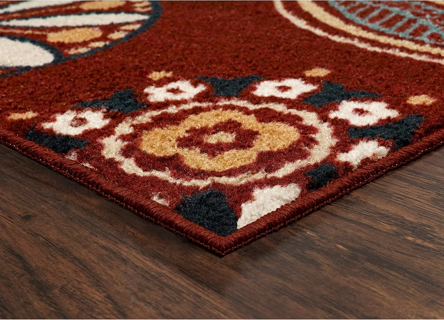 Maples Rugs Reggie Floral Kitchen Rugs Non Skid Accent Area Carpet [Made in USA], 1'8 x 2'10, Merlot - Image 3