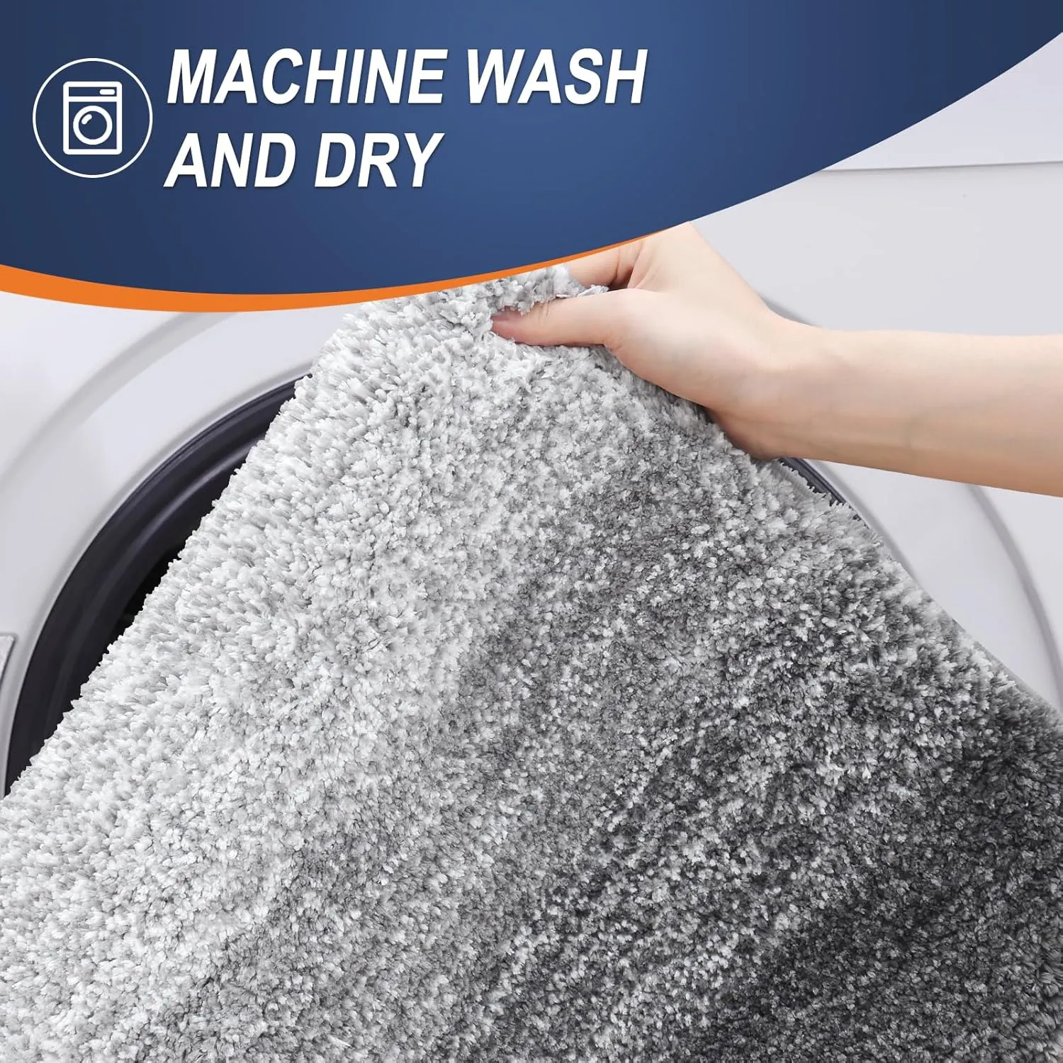 OLANLY Bathroom Rugs 30x20, Extra Soft Absorbent Chenille Bath Rugs, Non-Slip, Dry Quickly, Machine Washable, Bath Mats for Bathroom Floor, Tub and Shower, Grey - Image 6