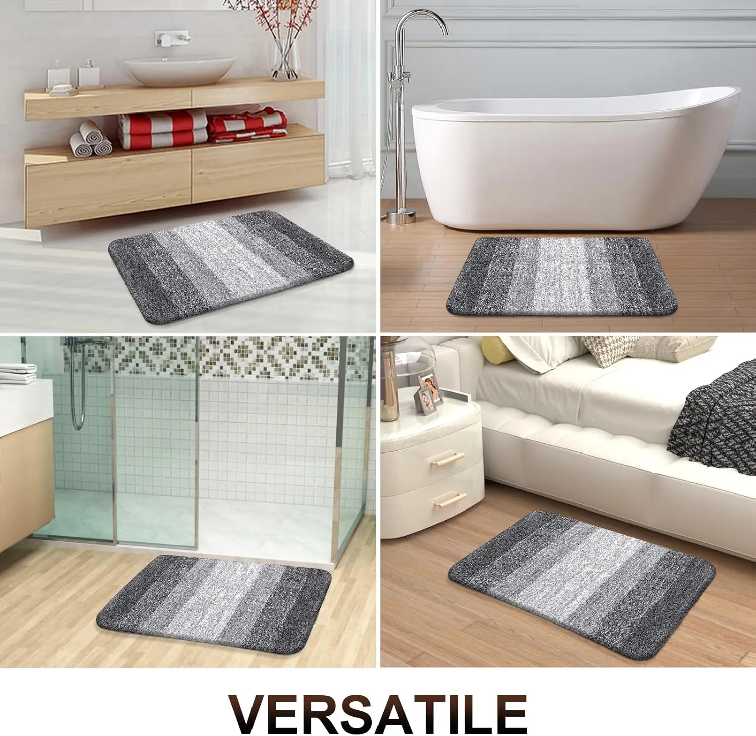 OLANLY Bathroom Rugs 30x20, Extra Soft Absorbent Chenille Bath Rugs, Non-Slip, Dry Quickly, Machine Washable, Bath Mats for Bathroom Floor, Tub and Shower, Grey - Image 7