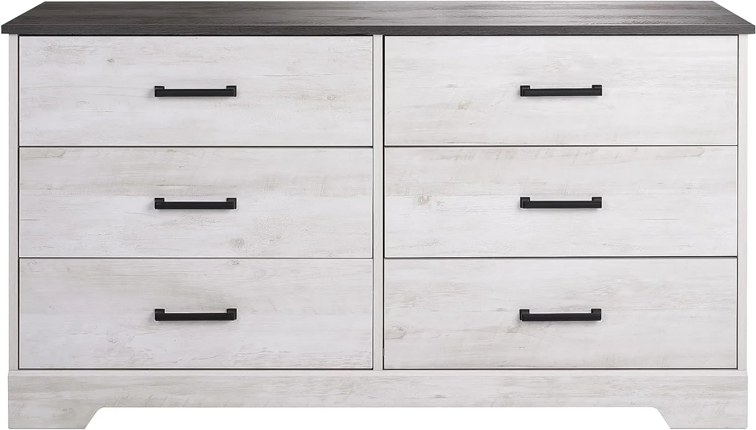 Prepac Rustic Ridge Farmhouse 6-Drawer Chest of Drawers for Bedroom, Wooden Bedroom Drawer Dresser with 6 Storage Drawers, 18.25in x 53.25in x 28.5in, Washed White, ADBR-1606-1 - Image 4