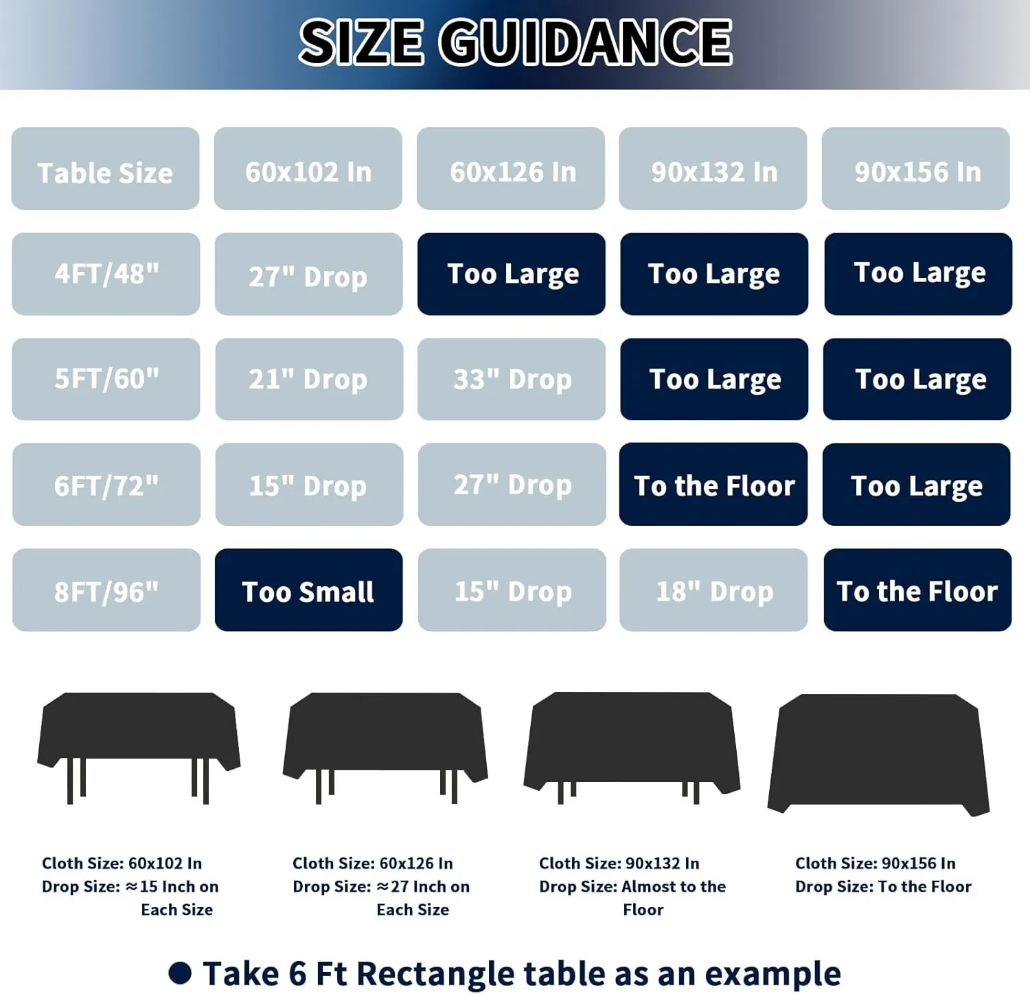 PureFit 6 Pack White Table Cloths 60 x 102 Inch, Stain and Wrinkle Resistant Table Linen for 6 Ft Rectangle Table, Polyester Table Covers for Dining Table, Wedding, Party, Banquet and Camping - Image 5