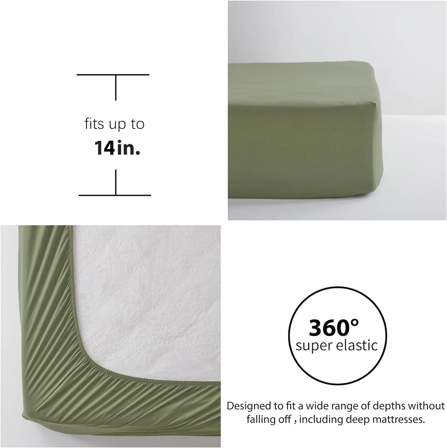 Queen Comforter Set 7 pieces, Olive Green Seersucker Bed in a Bag with Comforter and Sheets, All Season Bedding Sets with 1 Comforter, 2 Pillow Shams, 2 Pillowcases, 1 Flat Sheet, 1 Fitted Sheet - Image 6