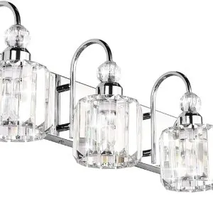 Ralbay Modern LED Crystal Bathroom Vanity Lights 4-Lights Stainless Steel Crystal Vanity Lights Over Mirror Modern Crystal Bathroom Vanity Lighting Fixtures