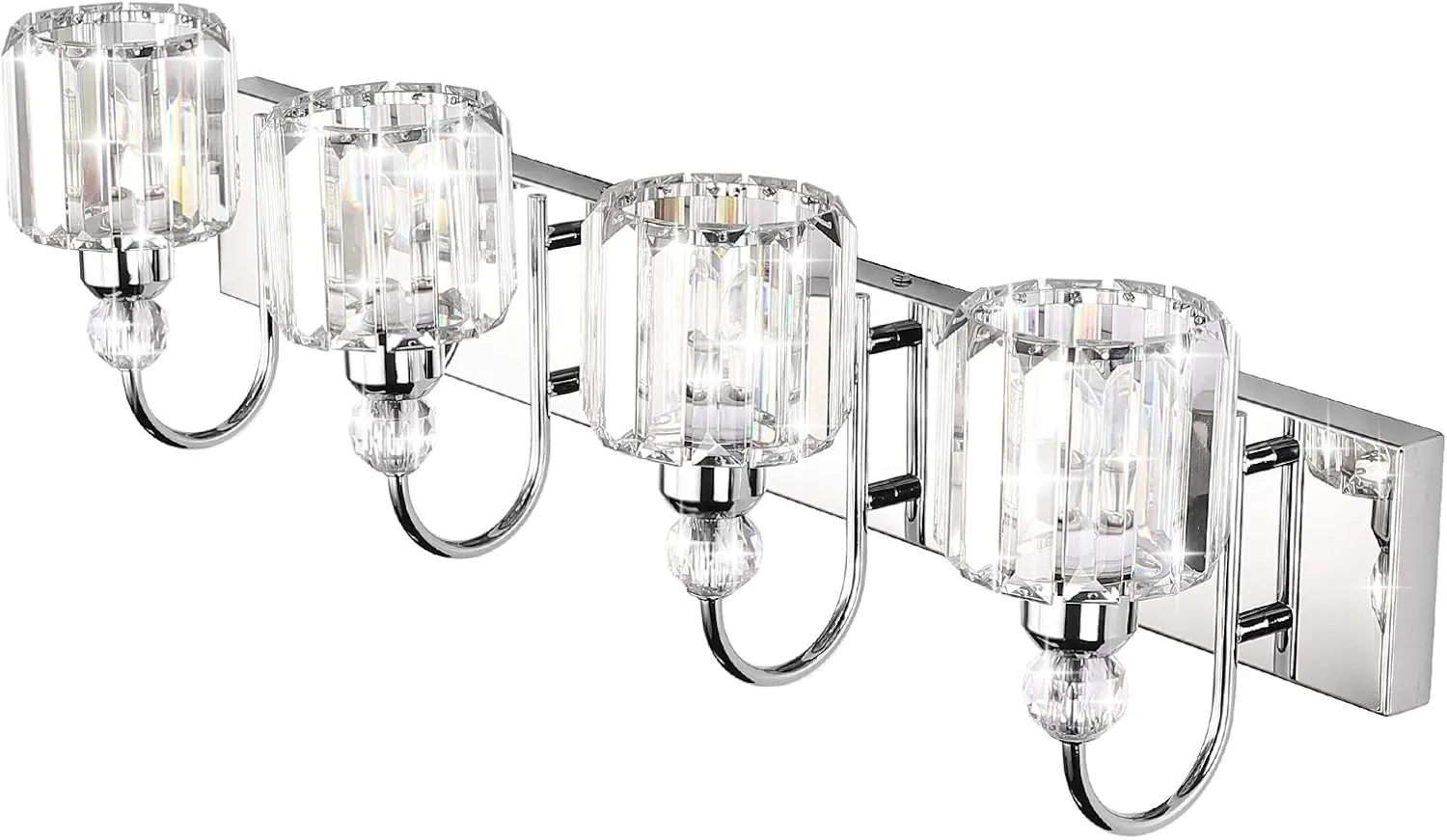 Ralbay Modern LED Crystal Bathroom Vanity Lights 4-Lights Stainless Steel Crystal Vanity Lights Over Mirror Modern Crystal Bathroom Vanity Lighting Fixtures - Image 2