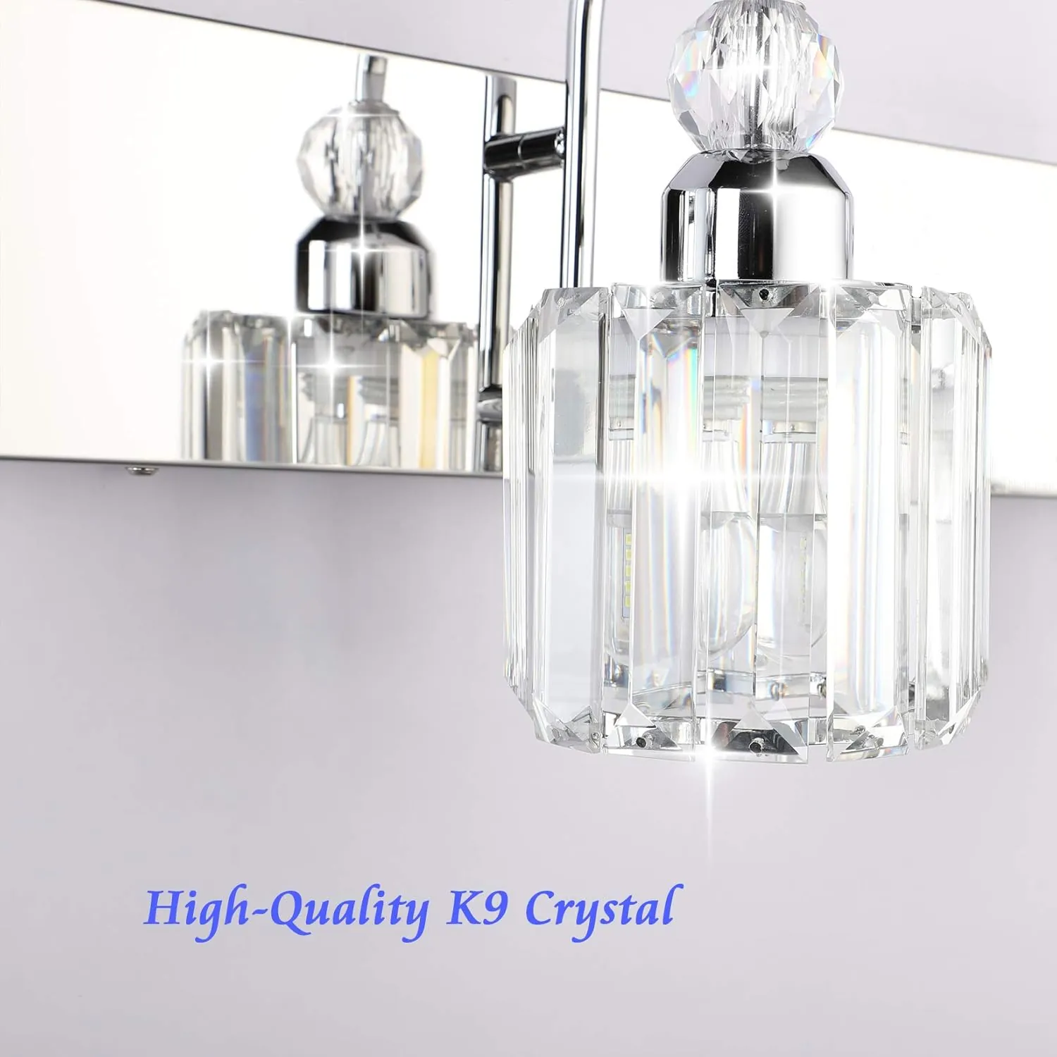 Ralbay Modern LED Crystal Bathroom Vanity Lights 4-Lights Stainless Steel Crystal Vanity Lights Over Mirror Modern Crystal Bathroom Vanity Lighting Fixtures - Image 6