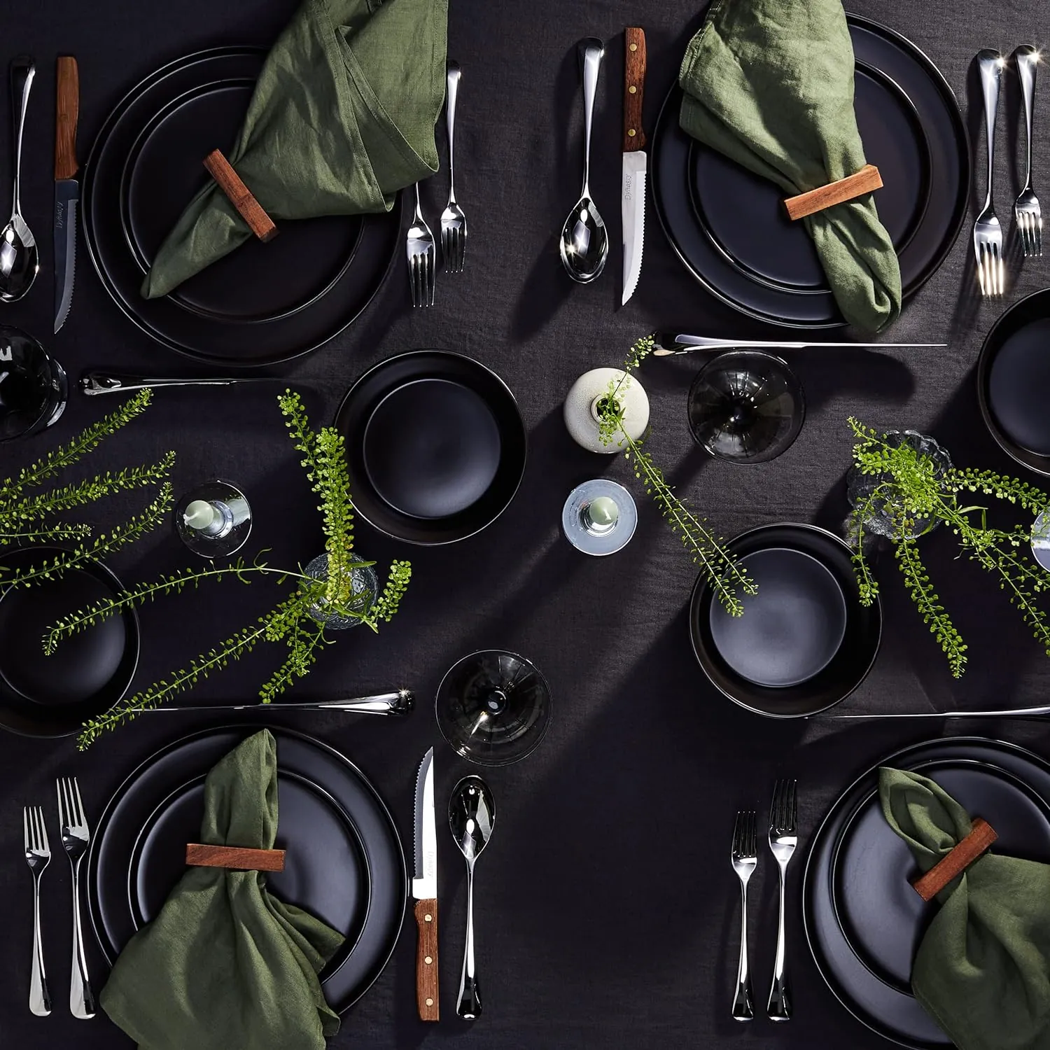 Stone Lain Coupe Dinnerware Set, Service For 4, Black Matte - Image 4