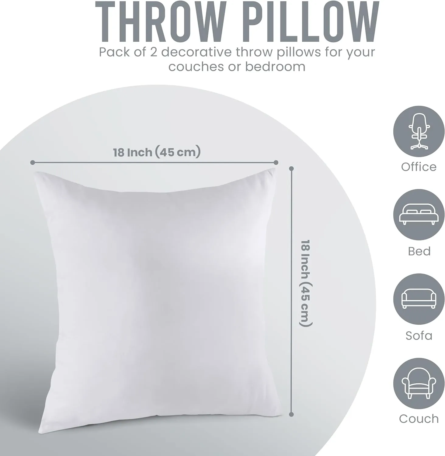 Utopia Bedding Throw Pillows (Set of 4, White), 18 x 18 Inches Pillows for Sofa, Bed and Couch Decorative Stuffer Pillows - Image 5
