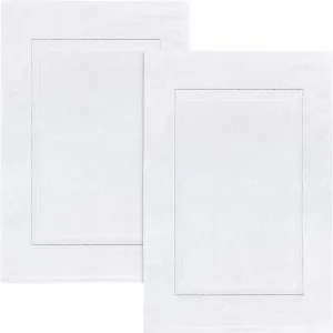 Utopia Towels Cotton Banded Rug Bath Mats, [Not a Bathroom Rug] 21x34 Inches, 100% Ring Spun Cotton - Highly Absorbent and Machine Washable Shower Bathroom Floor Towel, White, 2 Pack