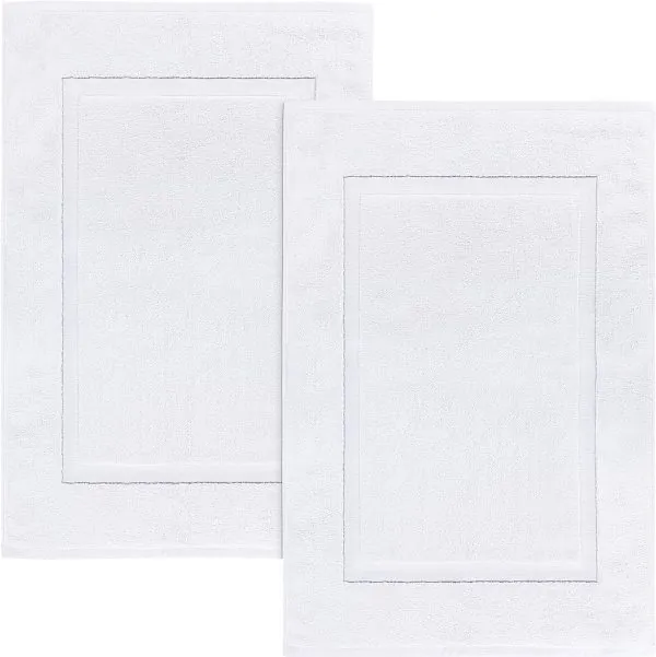 Utopia Towels Cotton Banded Rug Bath Mats, [Not a Bathroom Rug] 21x34 Inches, 100% Ring Spun Cotton - Highly Absorbent and Machine Washable Shower Bathroom Floor Towel, White, 2 Pack