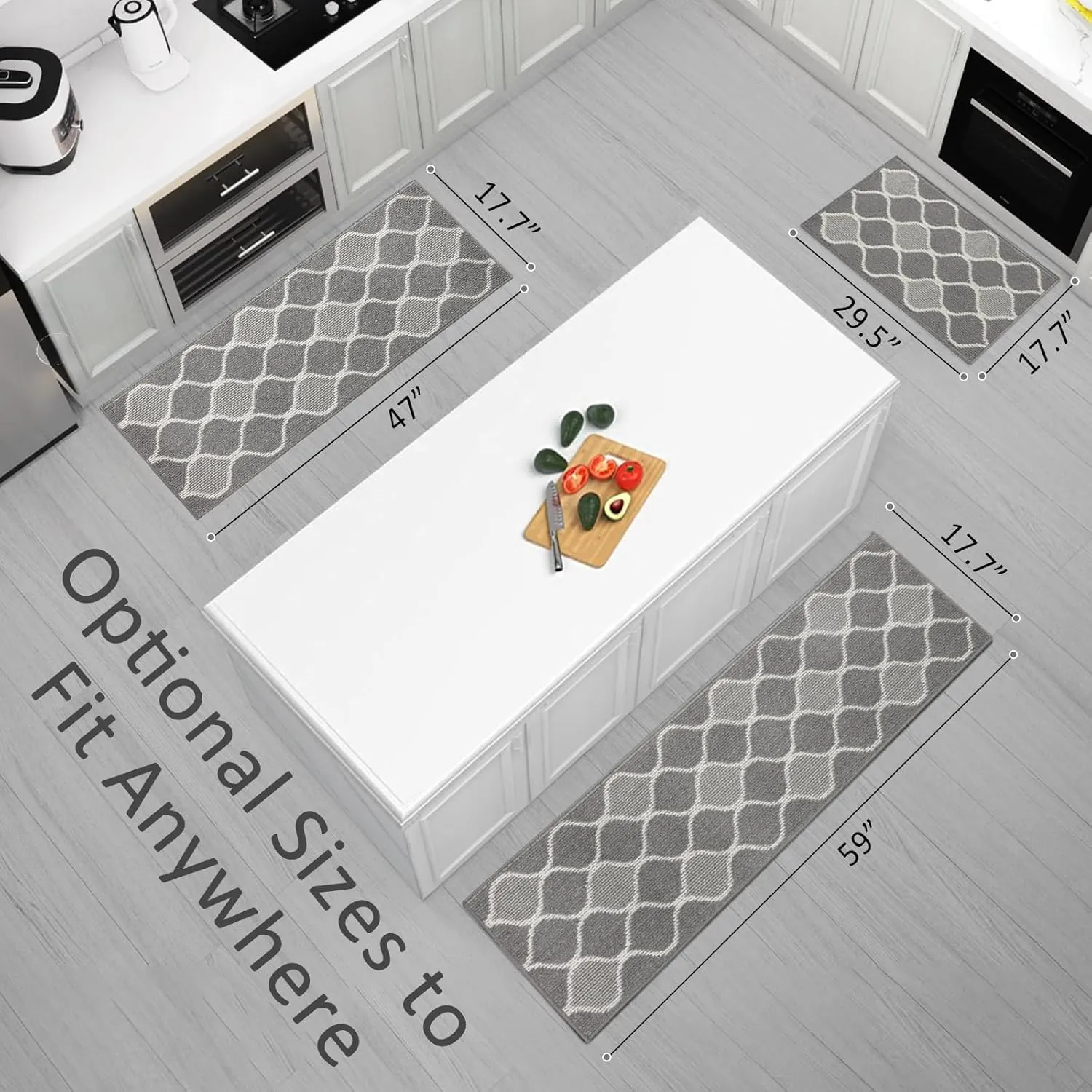 Villsure Kitchen Rugs and Mats, Non Skid Kitchen Runner Rug Absorbent Resist Dirt Kitchen Floor Mat Comfort Standing Mat Made of 100% Polypropylene Machine Washable,17.7"x29.5",Grey - Image 8